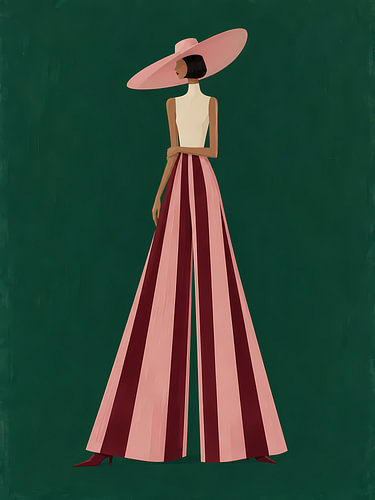 Rose Stripes against Deep Teal