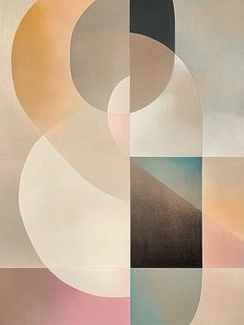 Geomatrische vormen in zachte kleuren van Japandi Art Studio