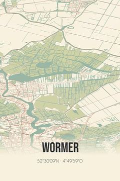 Vintage landkaart van Wormer (Noord-Holland) van MijnStadsPoster