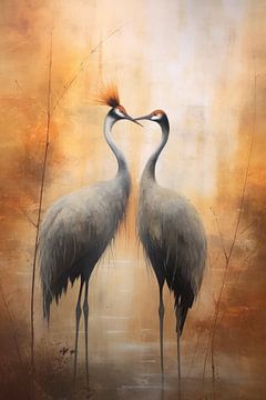 Kraanvogels liefde van Digitale Schilderijen