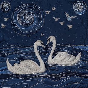 Schwäne in der Nacht Stickerei