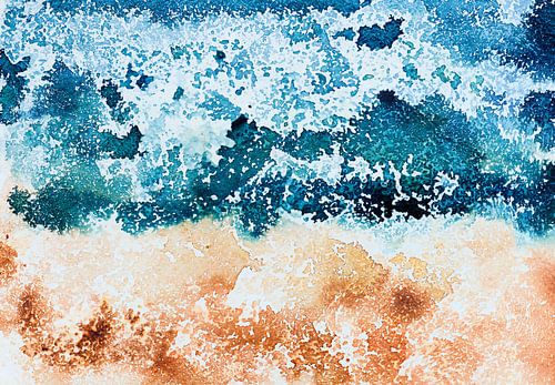 Where the ocean meets the sand | Aquarel schilderij