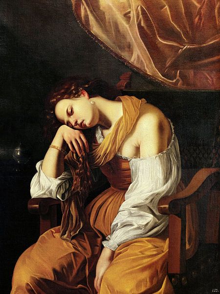 Artemisia Gentileschi,Mary Magdalene as melancholy by finemasterpiece