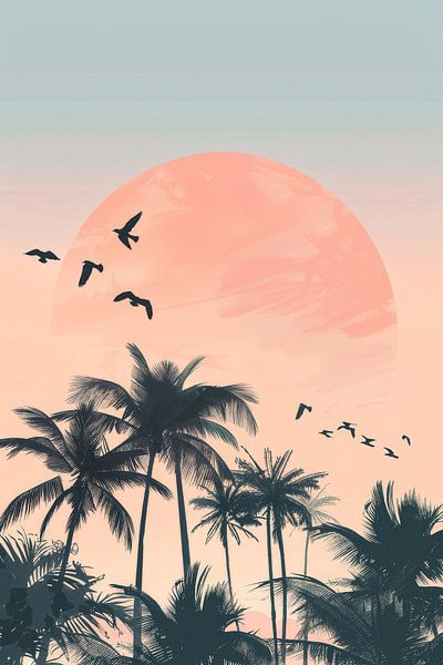Tropische zonsondergang van Poster Art Shop