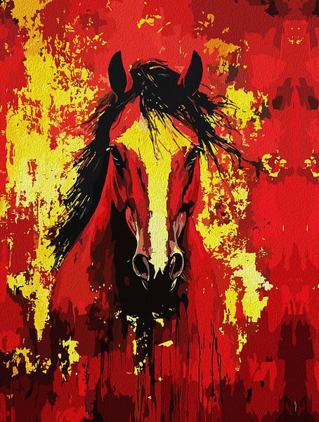 Majestic Horse - Feuriger Geist in Gold und Rot von Ramy Salah Hefny
