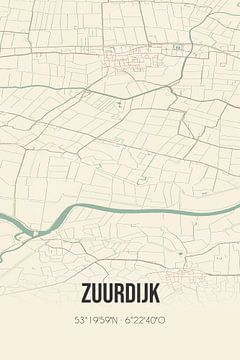Vintage landkaart van Zuurdijk (Groningen) van Rezona