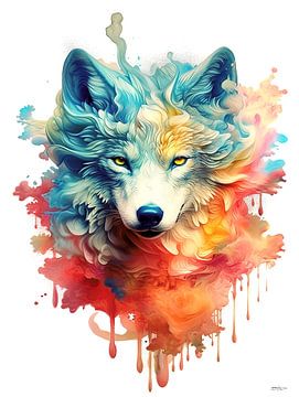 Wolf in mehrfarbig von Gelissen Artworks