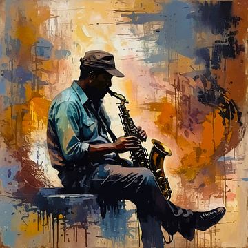 Epischer abstrakter Saxophonist - Musikalische Ausdruckskunst