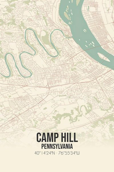 Vintage map of Camp Hill (Pennsylvania), USA. by Prints of Place