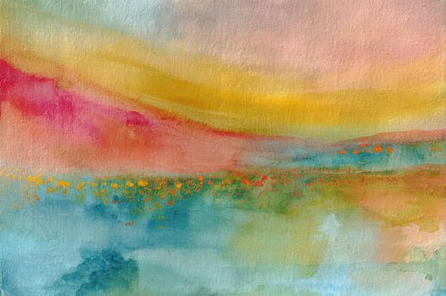 Peinture abstraite, paysage avec fleurs sauvages sur Joriali Art abstrait