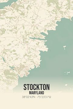 Vintage landkaart van Stockton (Maryland), USA. van Rezona
