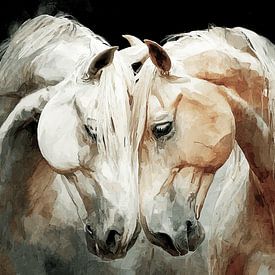 Embrace of Two Horses | Où l'ombre et la lumière s'entremêlent éternellement sur Karina Brouwer