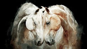 Embrace of Two Horses | Where Light and Shadow Are Eternally Intertwined