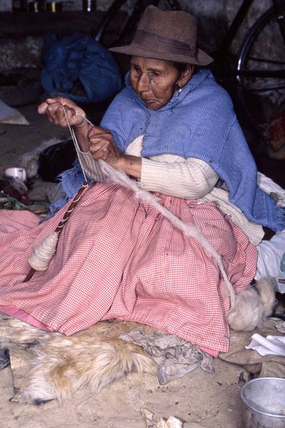 an old woman knitting by Ignacio Genzo