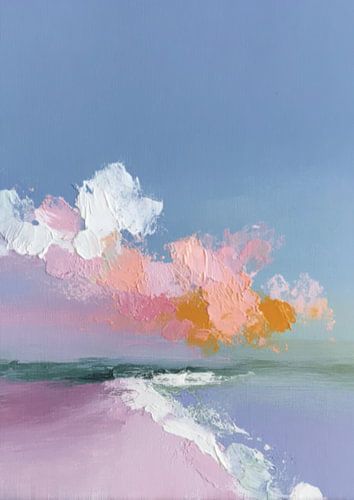 Pastel strand - Abstract olieverfschilderij