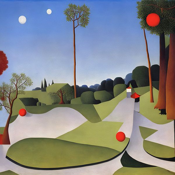 The forest and red orbs by Artclaud