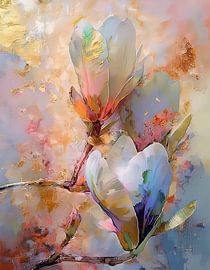 Frühlingsstillleben: Magnolie in sanften Farben und mit goldenen Akzenten von Studio Pieternel