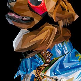 Bruine Hond Abstract Laagpolig Strandthema van Yoga Art 15