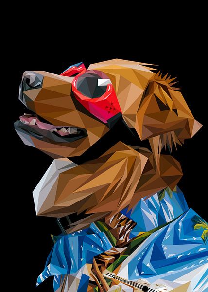 Brauner Hund Abstrakt Low Poly Strand Thema von Yoga Art 15