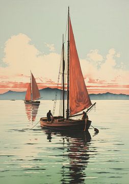 Sailboat Sailing Ship Boat Maritime Sea Poster Art Print by Niklas Maximilian