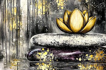 Gouden Lotus op Stenen