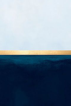 Golden line over dark sea - Minimalist by Poster Art Shop