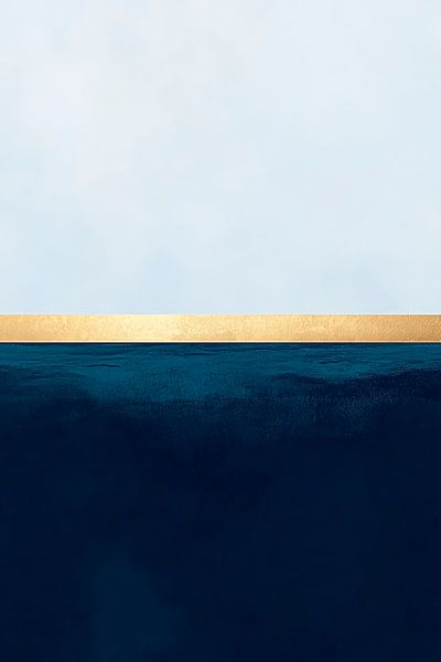 Goldene Linie über dunklem Meer – Minimalistisch von Poster Art Shop