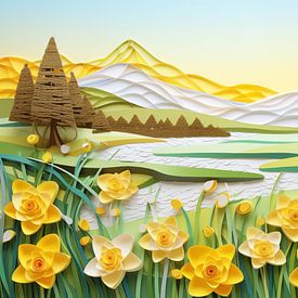 An artistic landscape with daffodils by Black Coffee