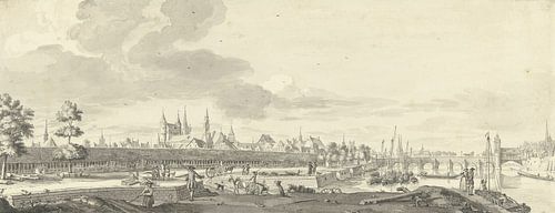 View of the Bat and the Maas Bridge in Maastricht, Jan de Beijer, 1713 - 1780.