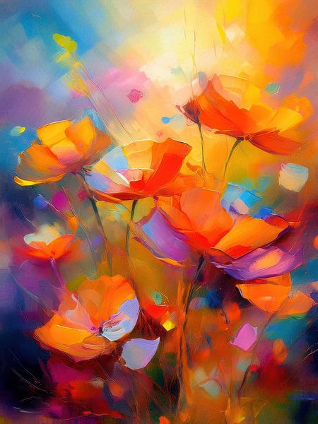 Bunte Blumen auf dem Feld aus der Serie: Abstrakt und bunt - 1 von Studio Pieternel