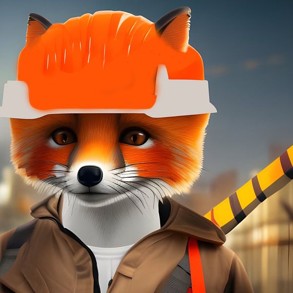 Fox as construction worker by Babetts Bildergalerie