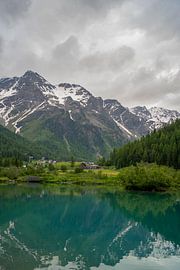 Ice lake with mountains in Sulden