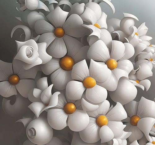 Gevormde Bloemen Wanddecoratie Met Gouden Accenten