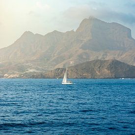 Sailing boat off the coast of tropical Cape Verde by mitevisuals