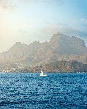 Sailing boat off the coast of tropical Cape Verde by mitevisuals