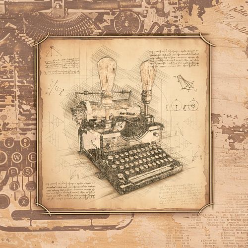 Oude typemachine. Vintage kunst voor schrijvers.