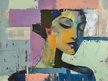 Vrouw met Kleuren | Vrouw Abstract van Blikvanger Schilderijen