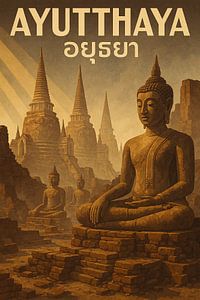 Ayutthaya Ancient Majesty - Buddha Statuen & Tempelruinen Kunstdruck