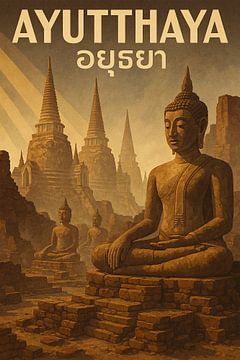 Ayutthaya Ancient Majesty - Buddha Statues &amp ; Temple Ruins Art Print