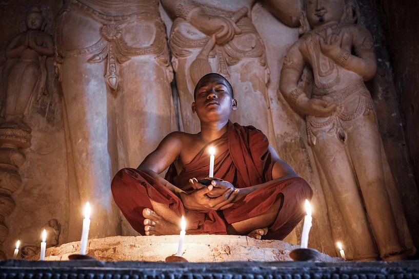Young monk in the temples of Bagan by Roland Brack
