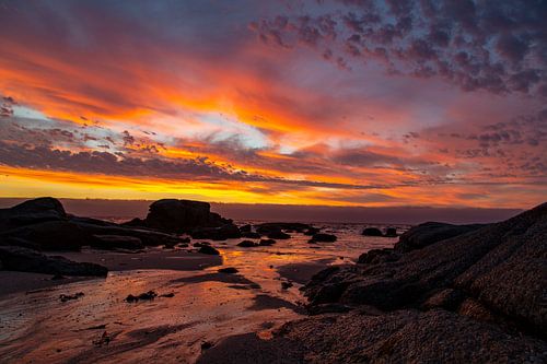 Zonsondergang Bloubergstrand Beach, Tafelberg Zuid Afrika