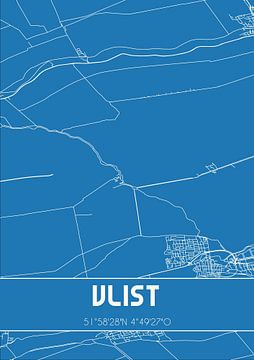 Blauwdruk | Landkaart | Vlist (Zuid-Holland) van Rezona