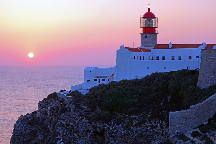 Leuchtturm Cabo Vicente Sagres Portugal mit Sonnenuntergang von Eye on You