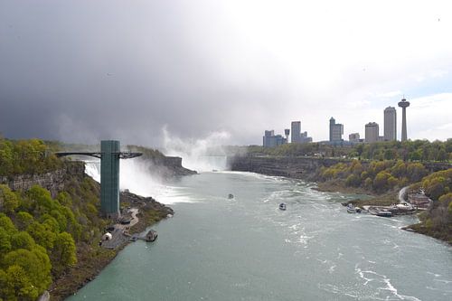 Niagara watervallen op de grens van Amerika en Canada
