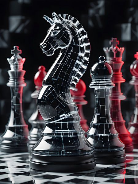 Glass horse in futuristic chess game by Bart Veeken