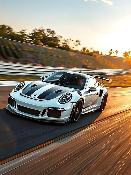 Porsche 911 GT3 RS Weiß Racing Sunset 2 von MIROKKU