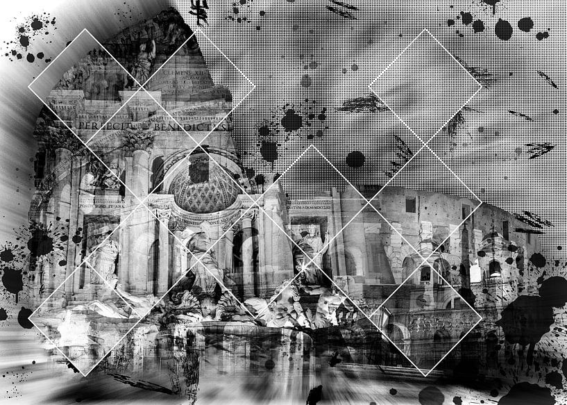 Digital Art - Trevi Fountain, Colosseum and Spanish Steps, Rome by BerbadenDigitalArt