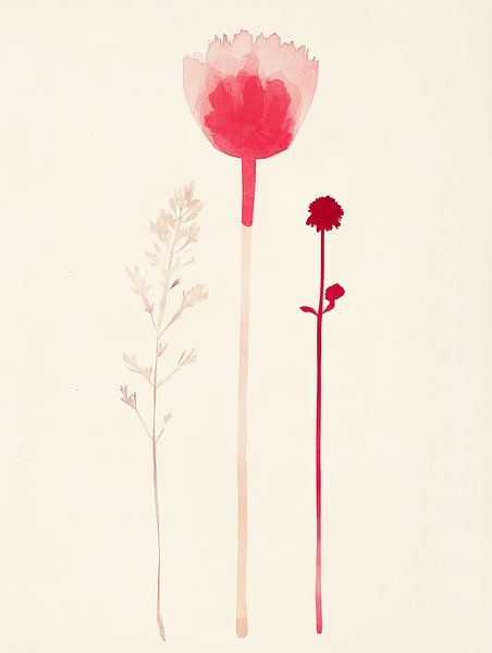 Red flowers, watercolour by Japandi Art Studio
