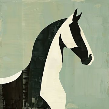 Minimal art paarden portret semi-abstract van Vlindertuin Art