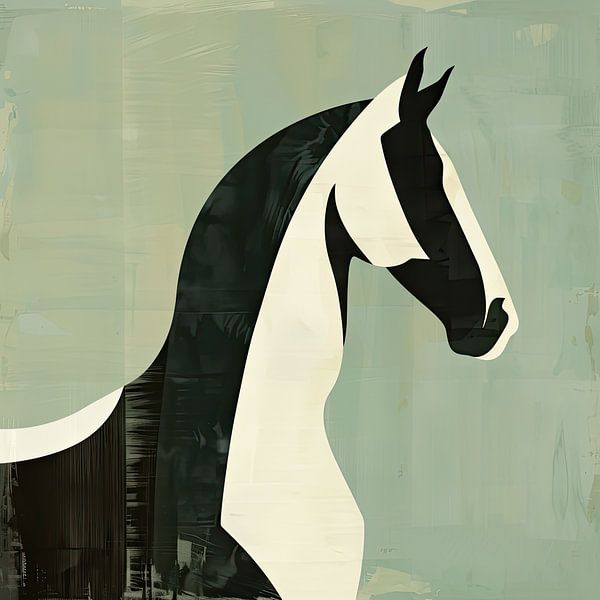 Art minimal portrait de cheval semi-abstrait par Vlindertuin-Art